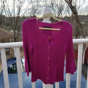 JONES NEW YORK PETITE WOMEN'S PS Button Cardigan Button Purple Knit Bell Sleeve